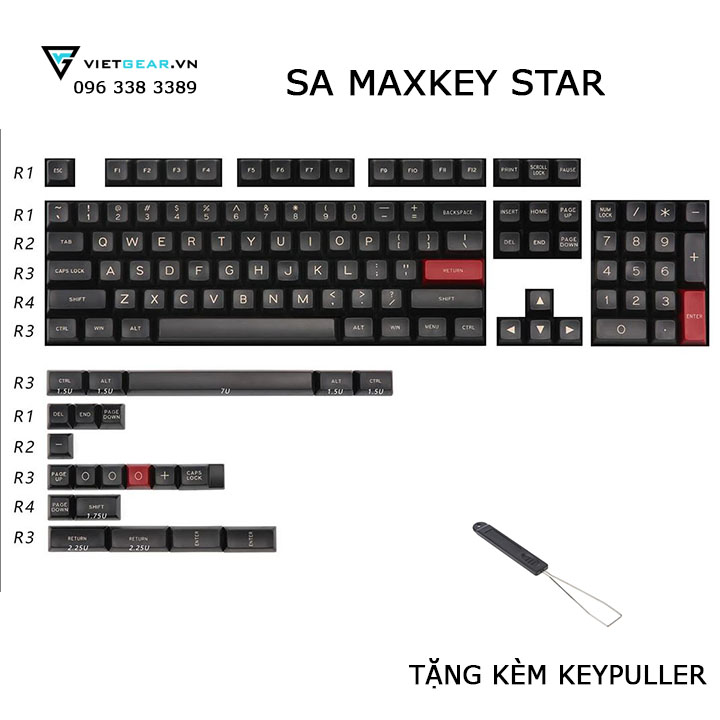 SA Maxkey Star 125 nút, tặng kèm keypuller