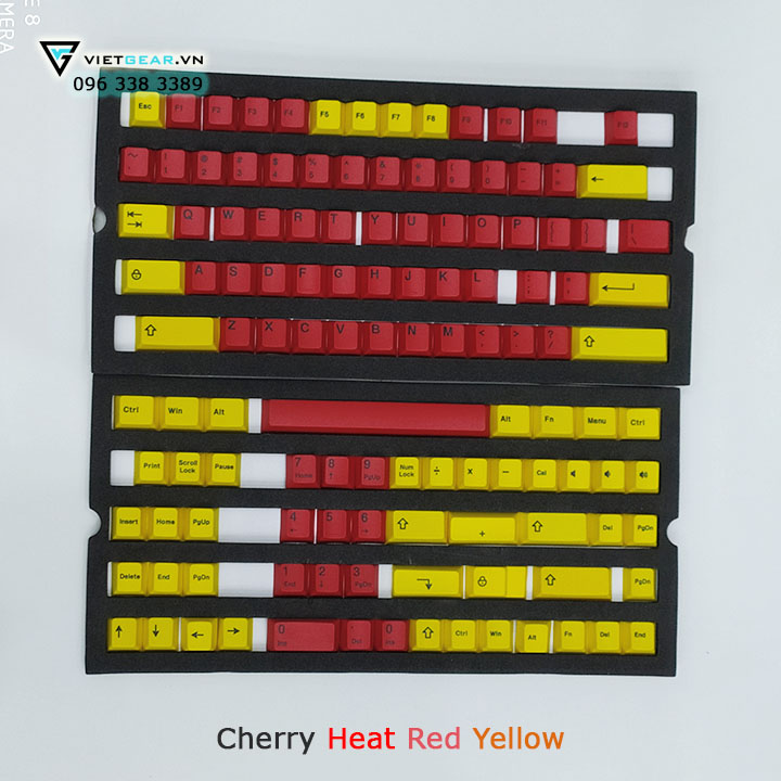 Cherry Heat mầu vàng đỏ, thick PBT dyesub 123 nút