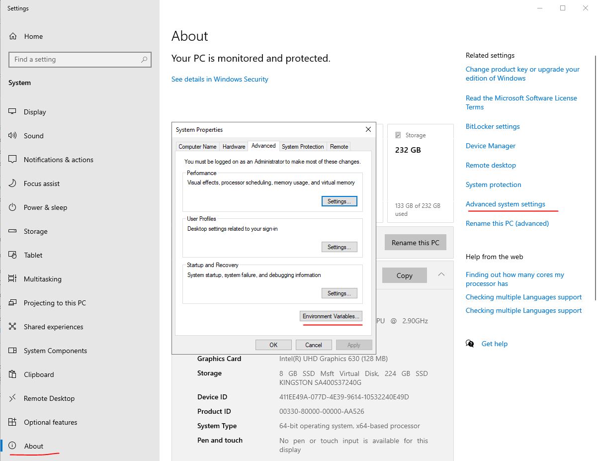 tắt proxy trong windows tại tab Environment Variables