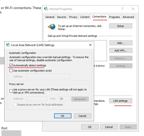 tắt proxy trong windows tại tab internet options