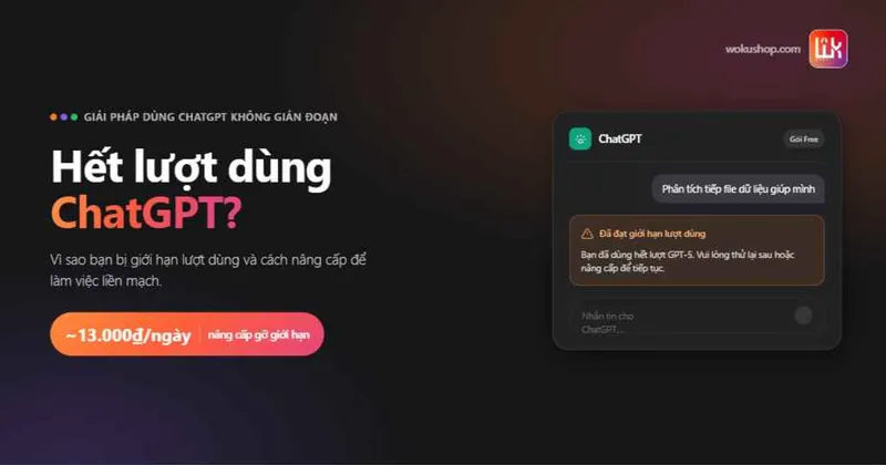 ChatGPT báo giới hạn lượt dùng