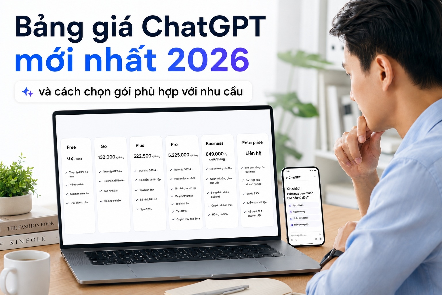 Bảng giá ChatGPT cập nhật mới nhất 2026 và cách chọn gói phù hợp