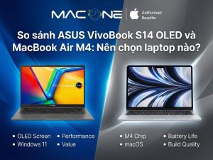 so sanh asus vivobook s14 oled vs macbook air m4